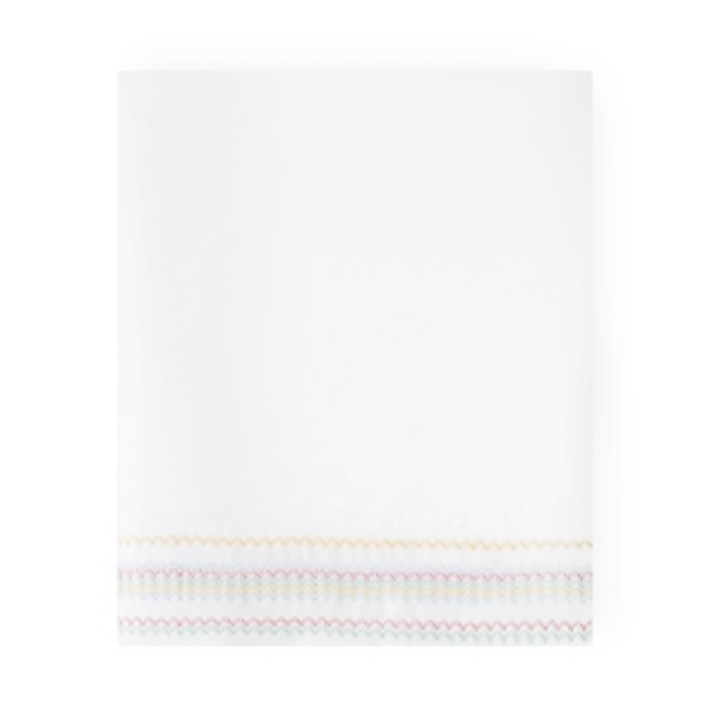 NWT Sky Chevron Multi Embroidered Flat Sheet, Full/Queen New w/Tag